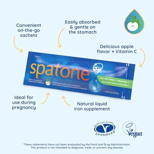Spatone Liquid Iron Supplement plus Vitamin C Apple Flavor 25ml x 28 Sachets - Image 2