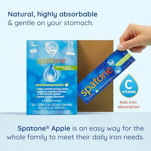 Spatone Liquid Iron Supplement plus Vitamin C Apple Flavor 25ml x 28 Sachets - Image 3