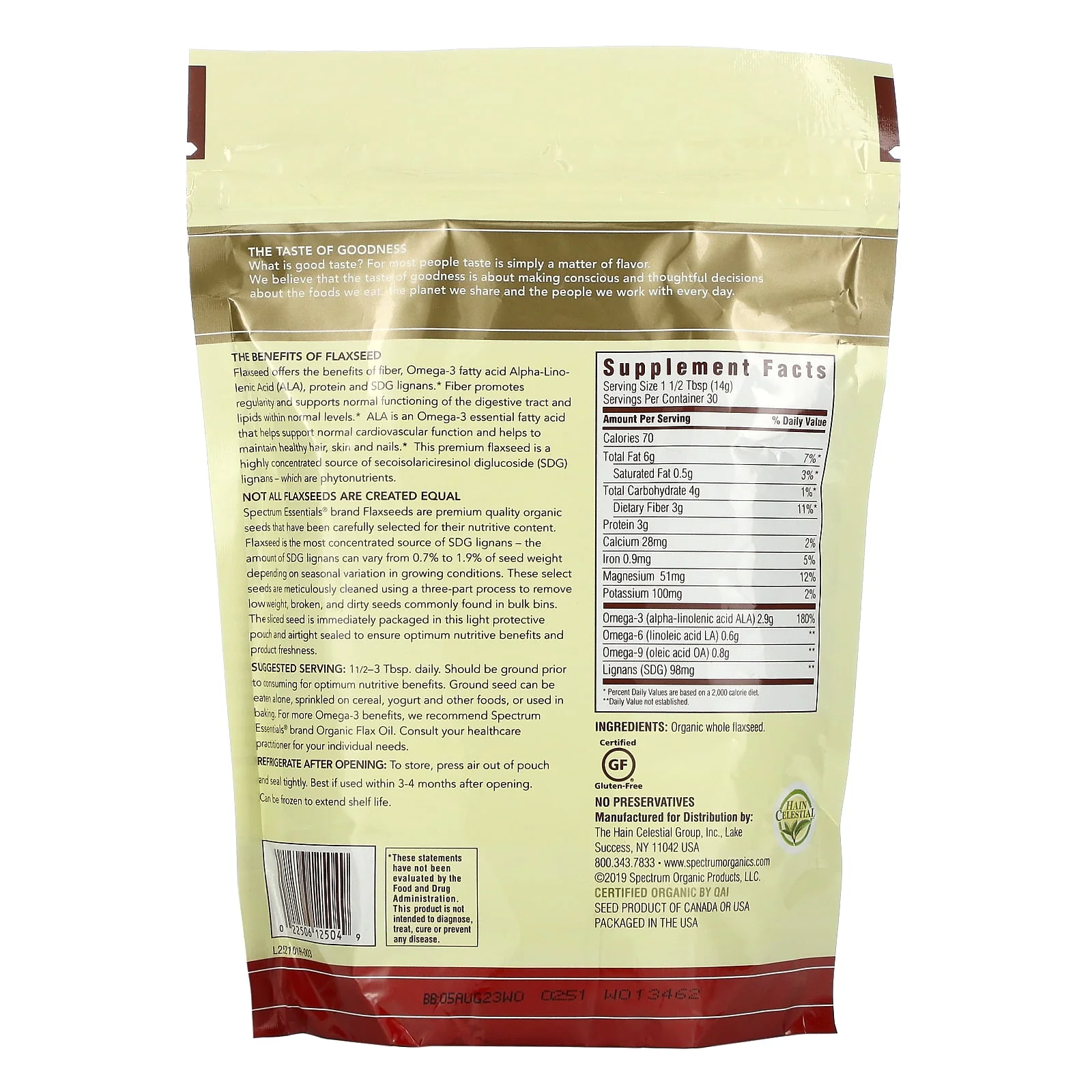 Spectrum Organics Whole Flaxseed 15oz - Image 2