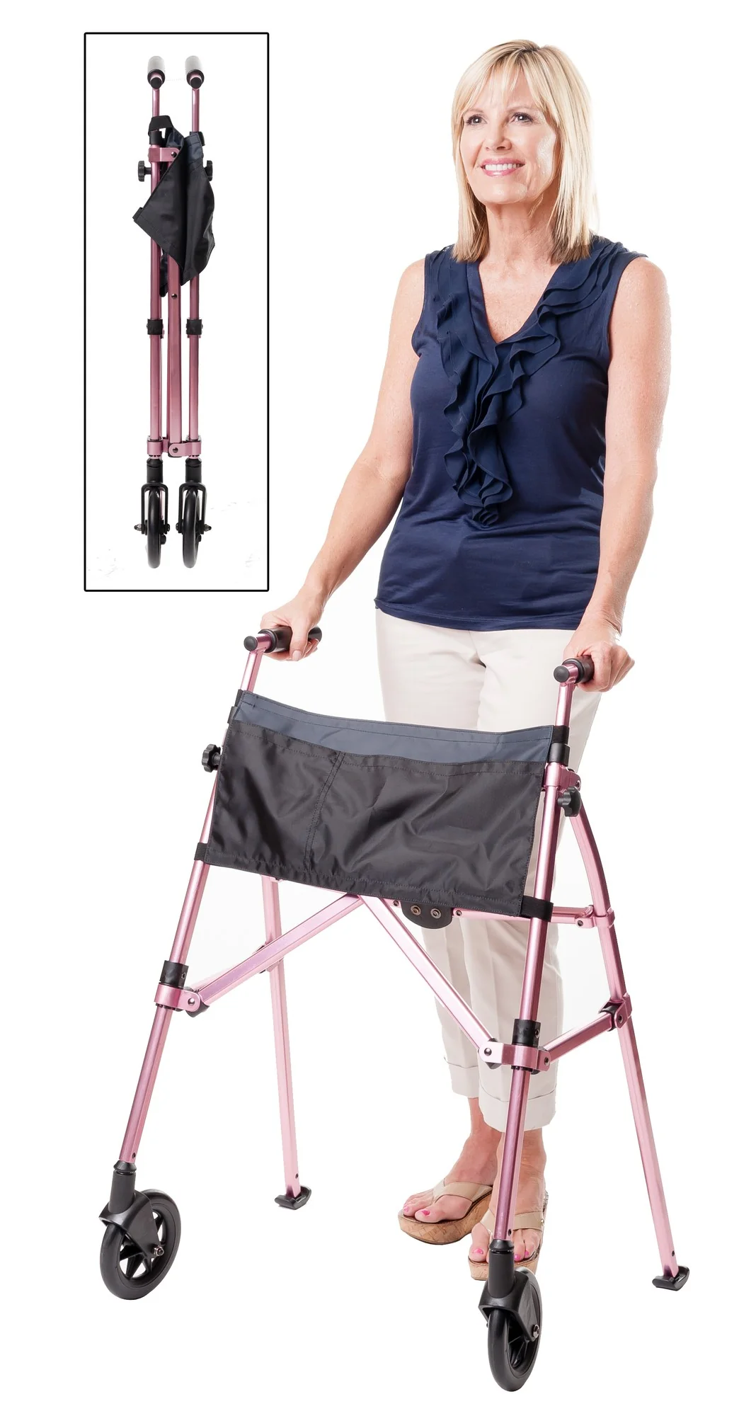 Stander EZ Fold and Go Walker 38" Regal Rose 4300