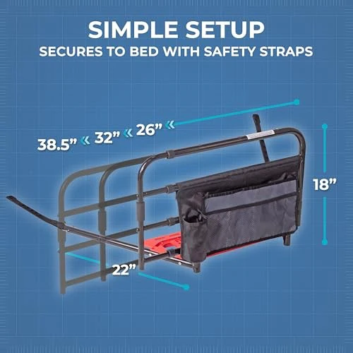 Stander Wonder Pivot Bed Rail, Adjustable Safety Assist Railing with Swing Down Guardrail for Elderly Adults, Fits Mattresses 8 to 12 Inches Thick, AS - Image 10