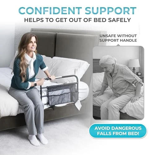 Stander Wonder Pivot Bed Rail, Adjustable Safety Assist Railing with Swing Down Guardrail for Elderly Adults, Fits Mattresses 8 to 12 Inches Thick, AS - Image 3