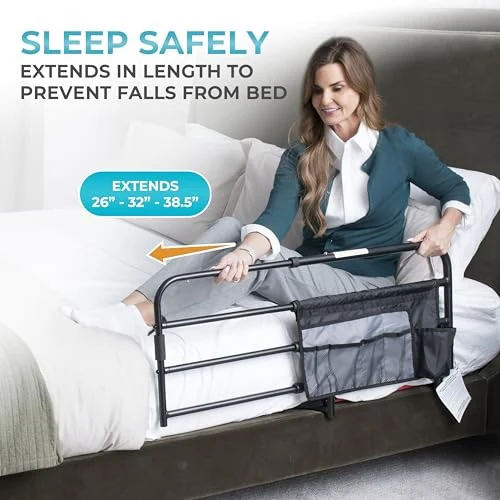 Stander Wonder Pivot Bed Rail, Adjustable Safety Assist Railing with Swing Down Guardrail for Elderly Adults, Fits Mattresses 8 to 12 Inches Thick, AS - Image 4