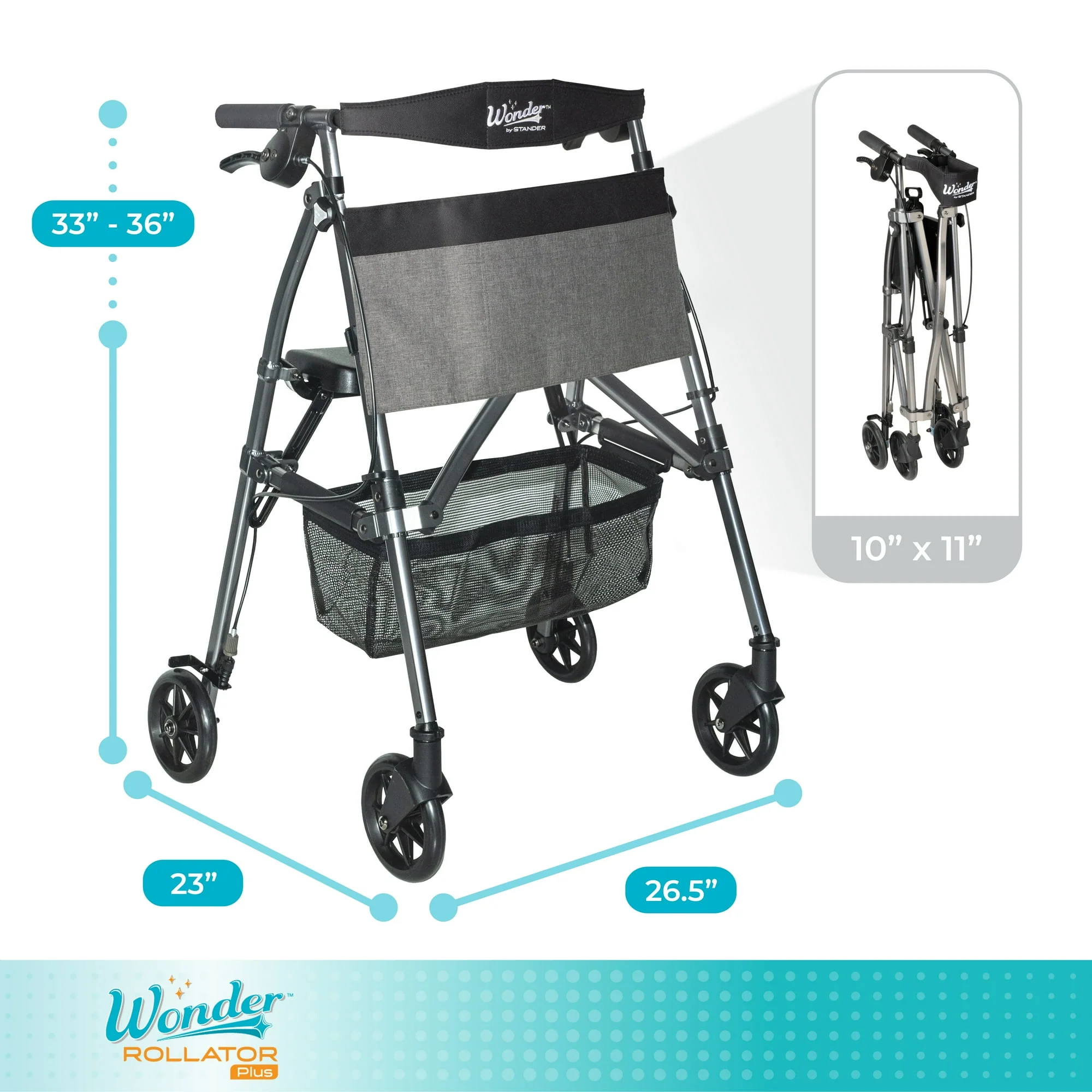 Stander Wonder Rollator Plus Ez Fold N Go Rollator Legal Rose - Image 3