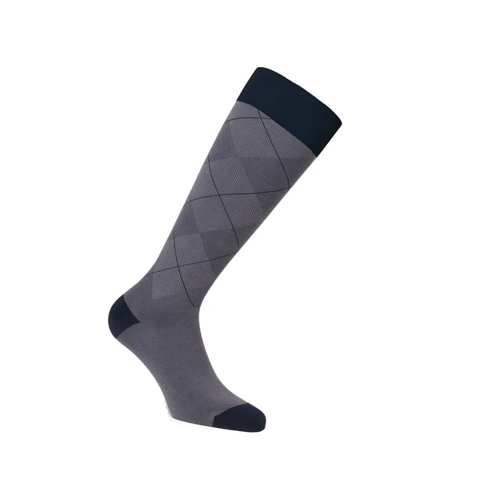 Style Soft Fit 15-20 Mm Hg Knee High Closed Toe Medium-regular Argyle Grey 1 En Fr Es Pt Na