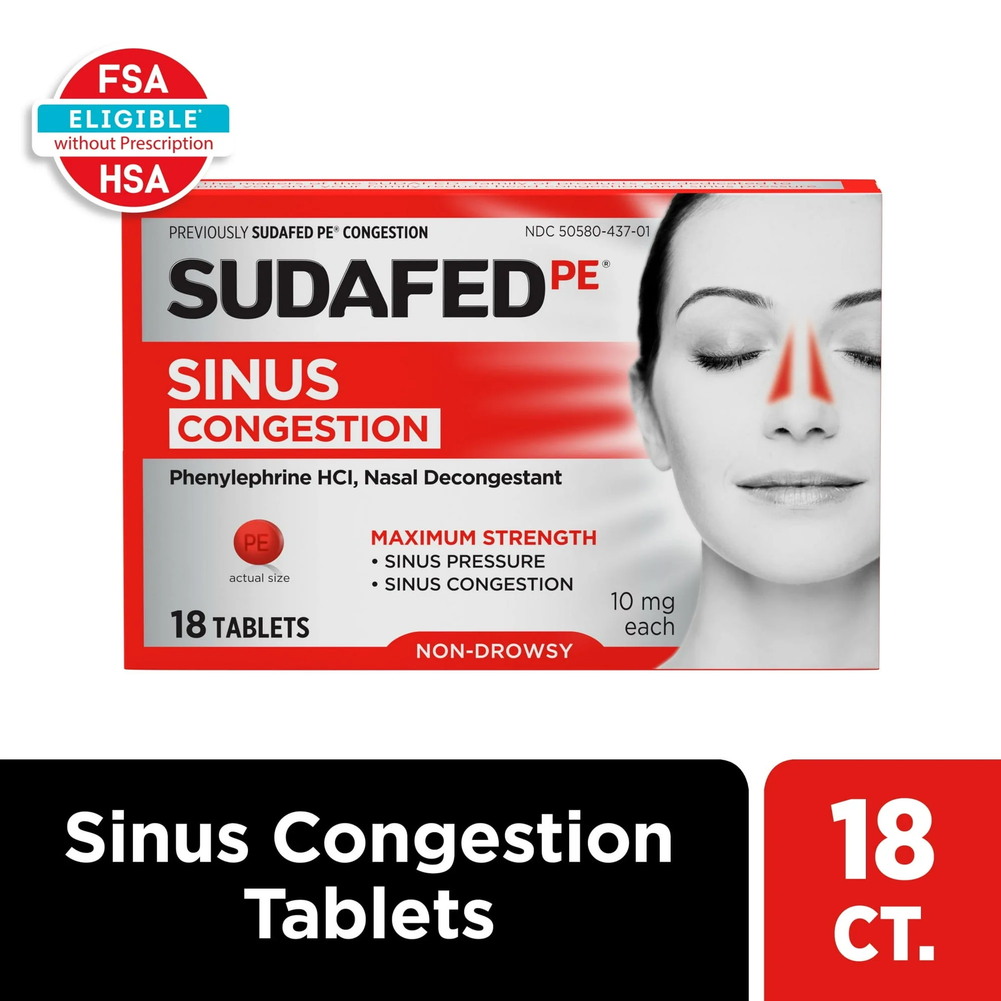 Sudafed Pe Sinus Congestion 10mg Tablets 18ct