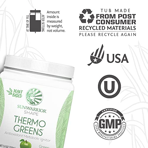 Sunwarrior Thermo Greens Green Apple Supergreens Metabolism Booster Powder 7.4 oz - Image 2