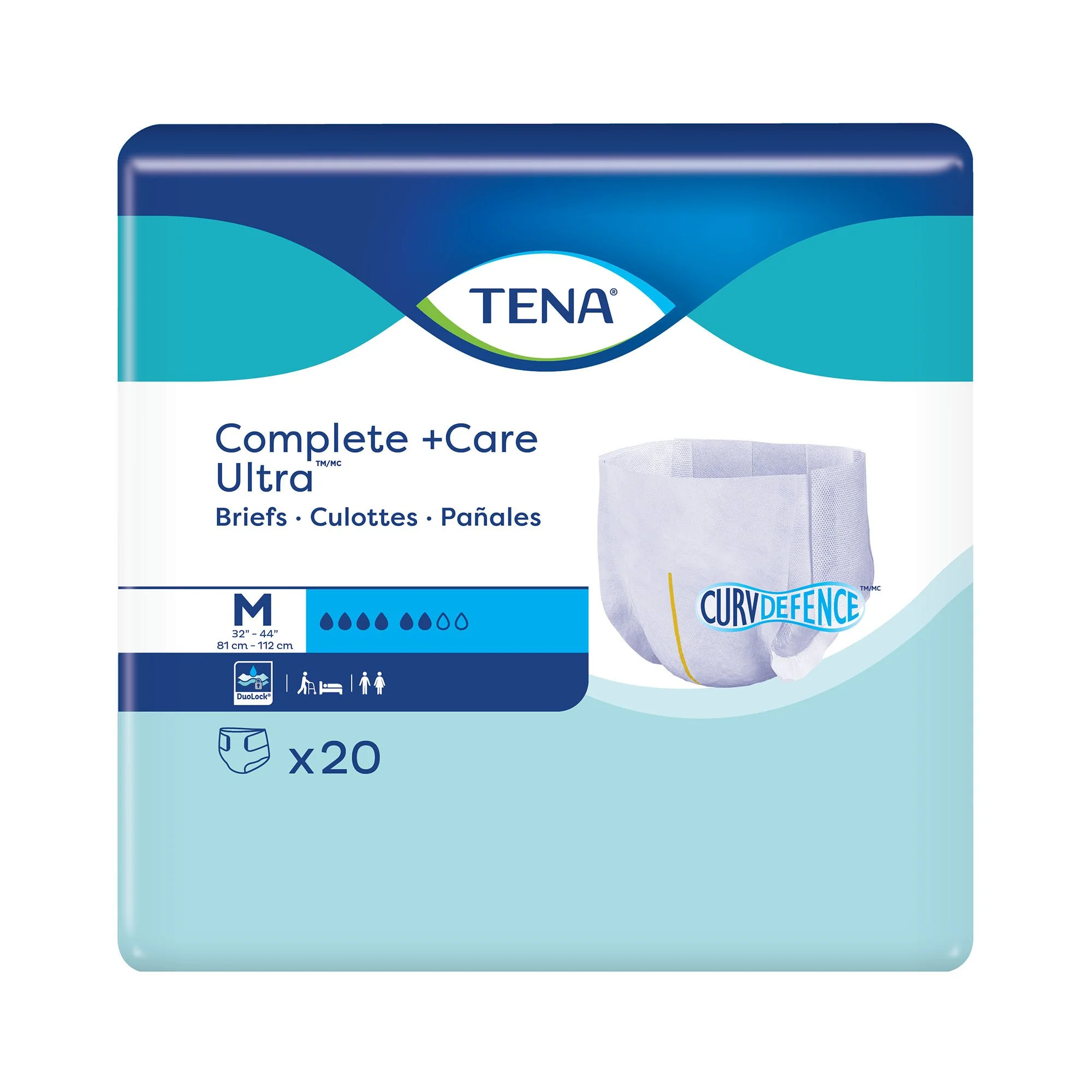 TENA Complete +Care Ultra Briefs With Curv Defence, Medium