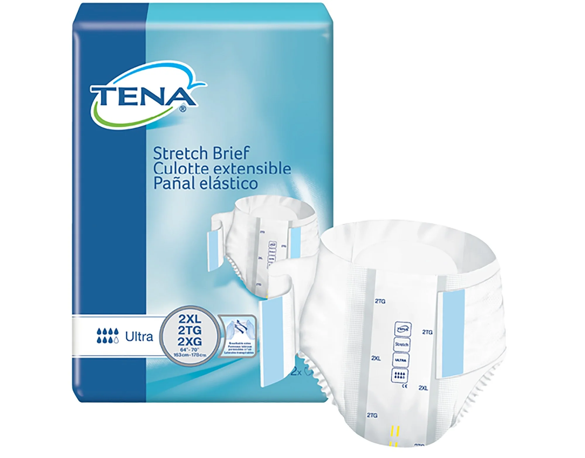 Tena Unisex Adult Incontinence Brief Stretch Ultra Tab Closure 2X-Large Disposable Heavy Absorbency, 32 ct