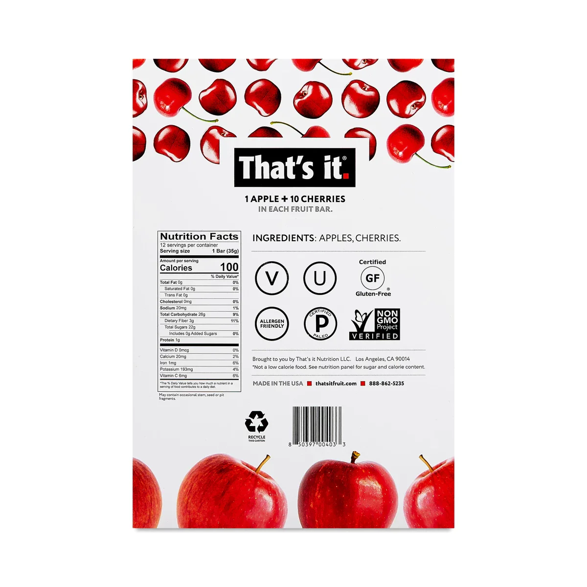 That's it, Fruit Bar , 1.2 Ounce, 100 calories - Image 2