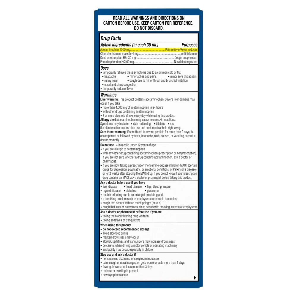 Theraflu-D Flu Relief + Nasal Descongestant Nighttime 8oz - Image 2