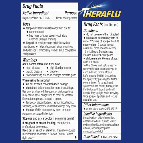 Theraflu Severe Congestion Relief Oxymetazoline Hydrochloride Nasal Mist 0.34 oz - Image 9