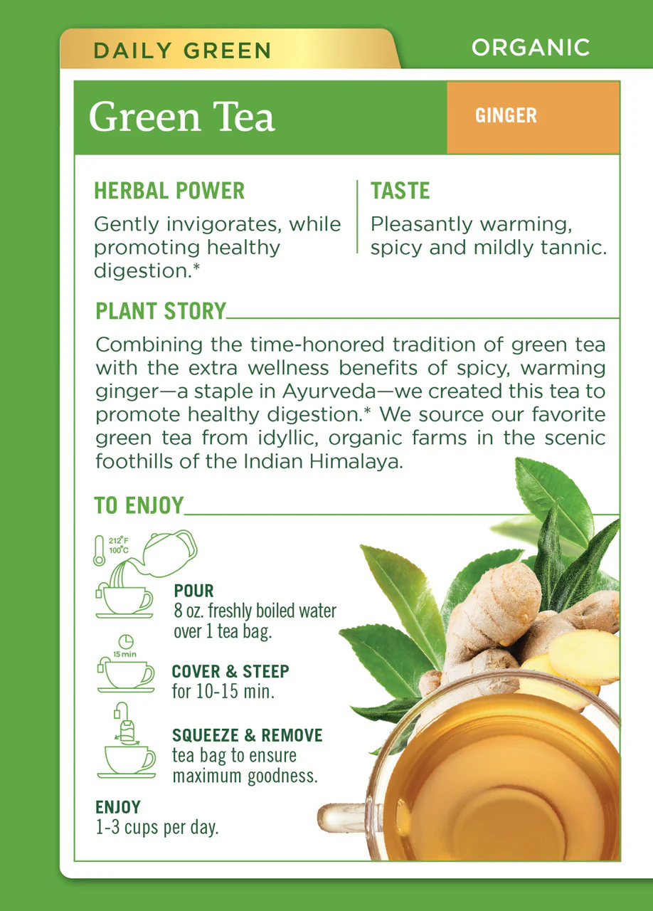 Traditional Medicinals Green Tea With Ginger 16 Tea Bags - Image 2