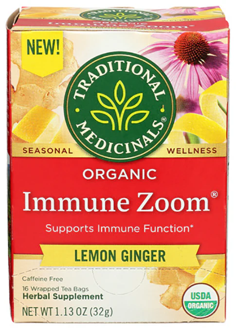 Traditional Medicinals Tea  Organic Immune Zoom Lemon Ginger  Tea Bags  16 Count - Image 2