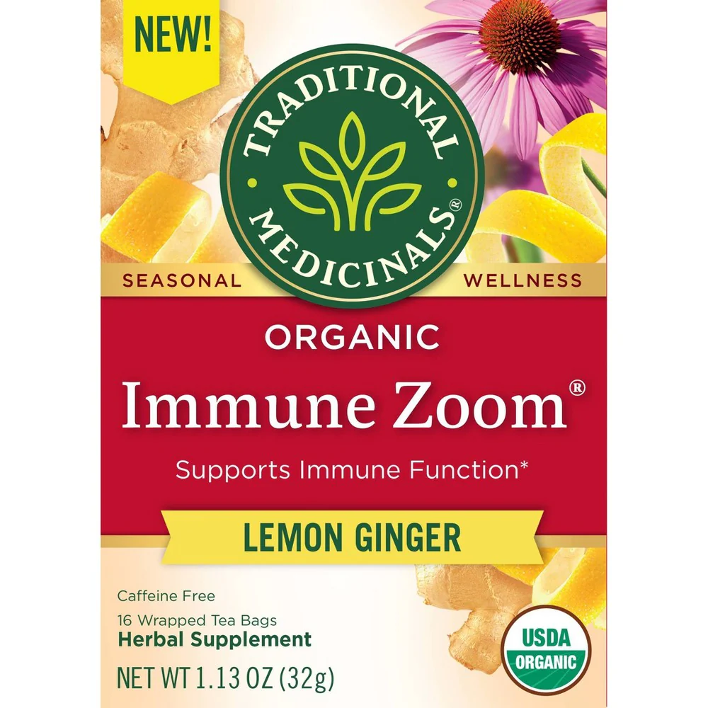 Traditional Medicinals Tea  Organic Immune Zoom Lemon Ginger  Tea Bags  16 Count - Image 3