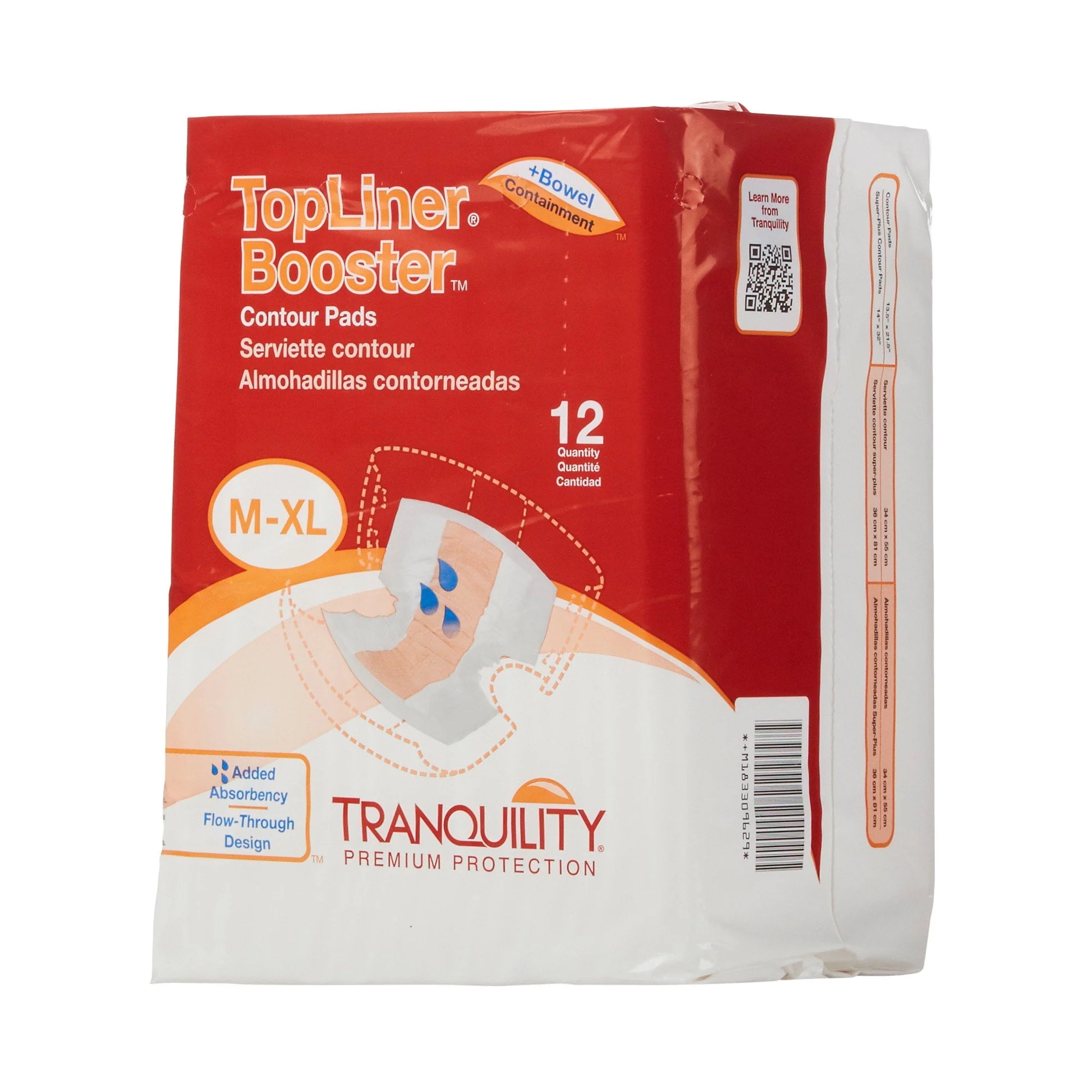 Tranquility Top Liner Booster Contour Pads 12ct M-XL