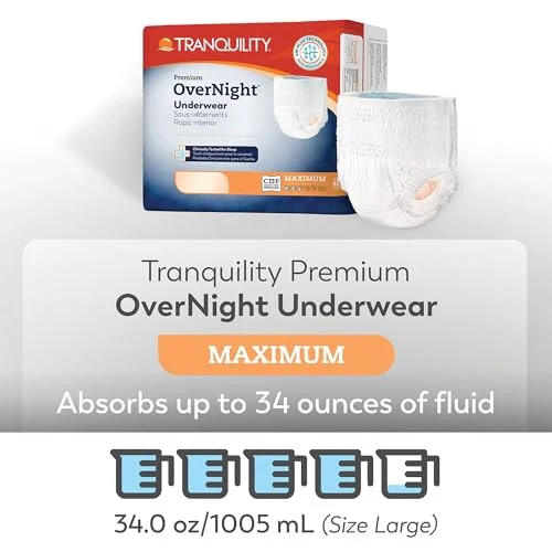 Tranquility Premium Overnight Disposable Maximum Absorbent Underwear 3XL, 10 Pack - Image 2