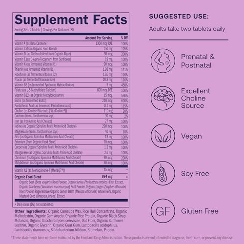 True Grace Prenatal Multivitamin 60 Vegan Tablets - Image 2