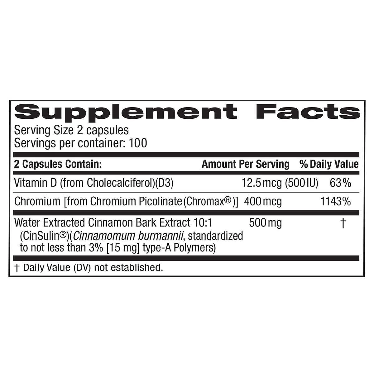 Trunature Advantage Strength Cinsulin Capsules 200ct - Image 2