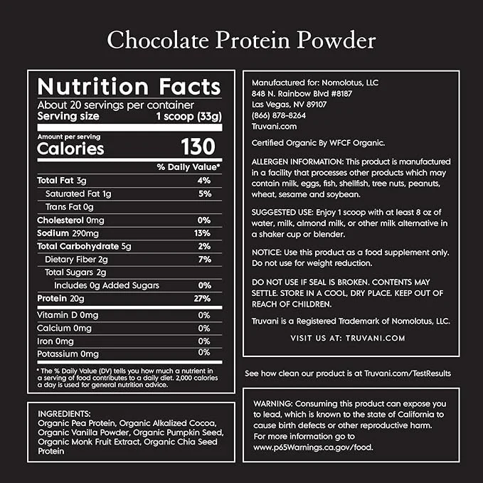Truvani Plant Based Protein Chocolate 23.63Oz - Image 2