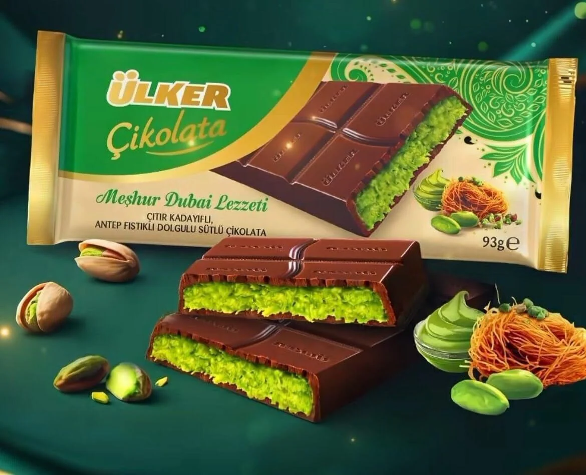 Ulker Dubai Chocolate Bar Pistachio with Premium Pistachio 3.28 Fl Oz - Image 3