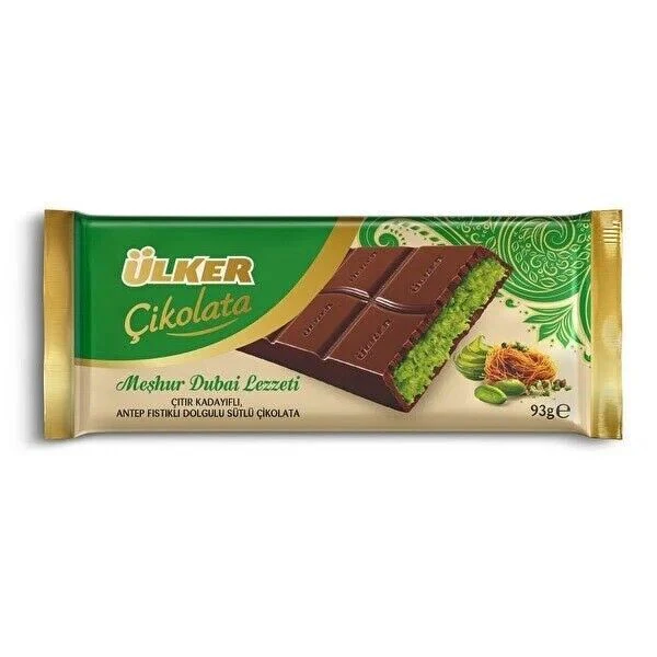 Ulker Dubai Chocolate Bar Pistachio with Premium Pistachio 3.28 Fl Oz - Image 5