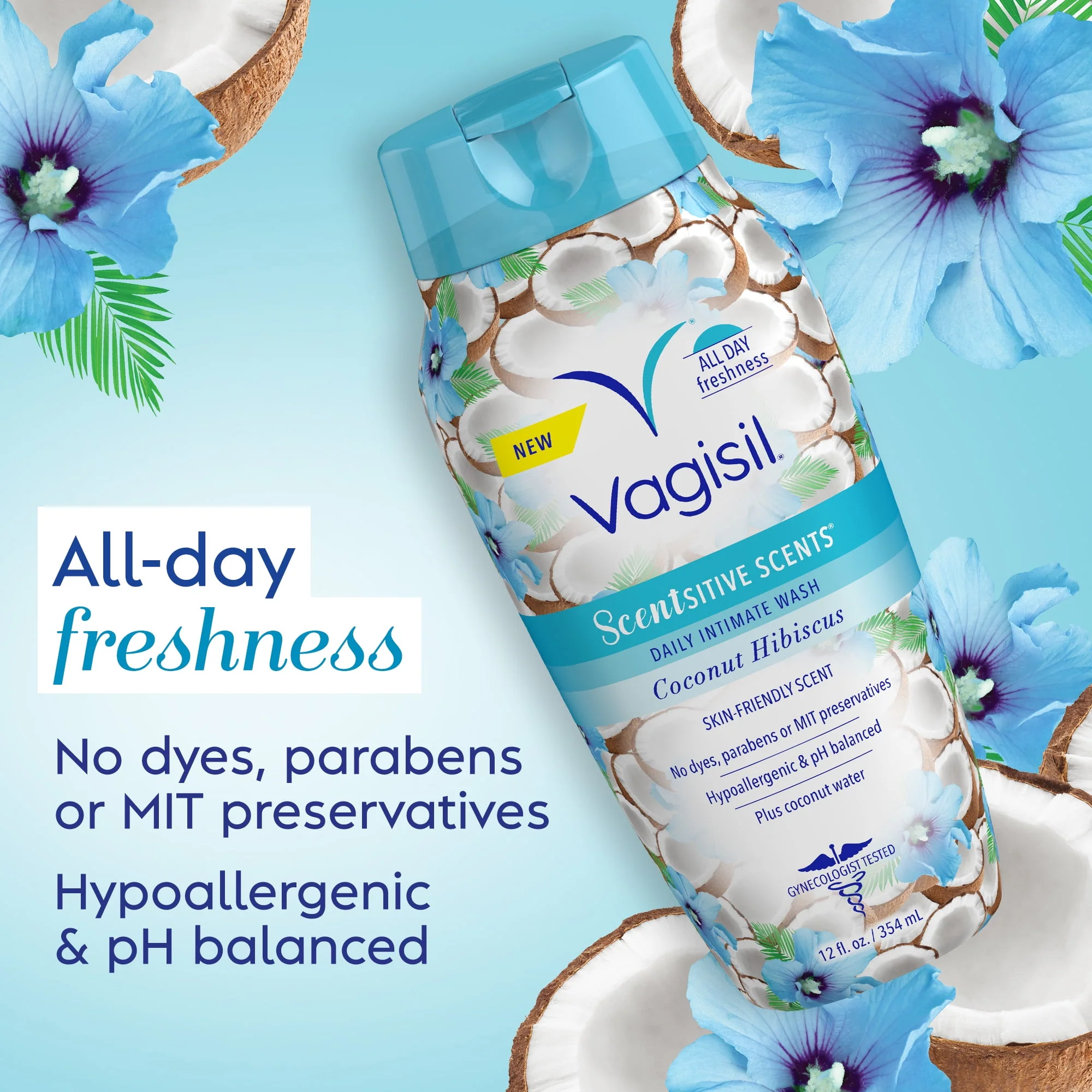 Vagisil Scents Sensitive Intimate Wash Coconut 12oz - Image 2