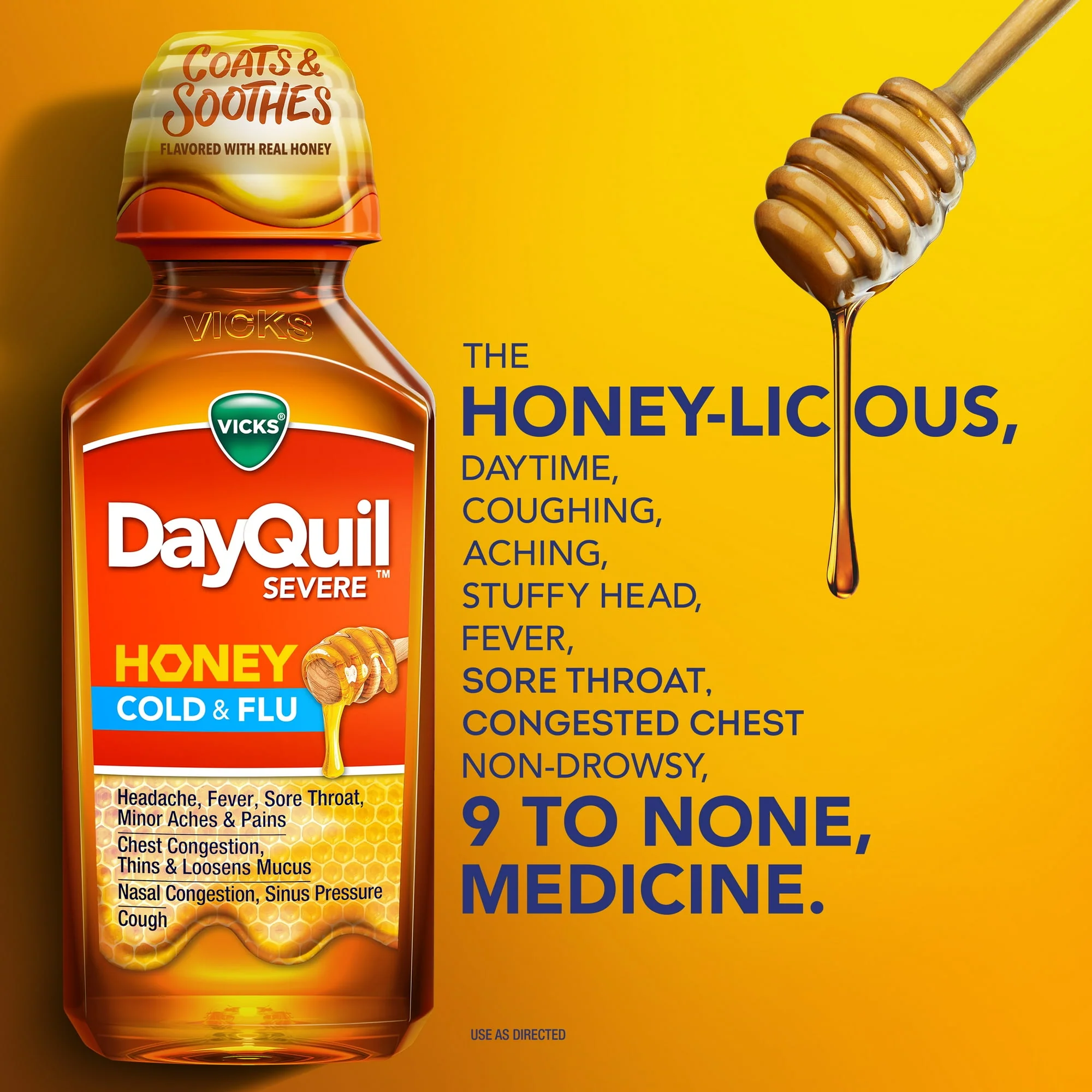 Vicks Dayquil Severe Cold & Flu Honey 12oz - Image 2