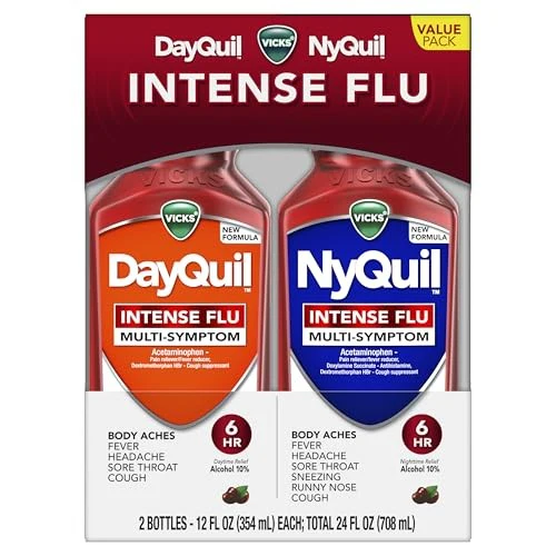 Vicks Intense Flu Warming Combo Syrup - Acetaminophen - Black Cherry - 24 Fl Oz - Image 11