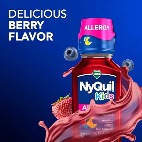 Vicks NyQuil Kids Allergy Liquid, Berry, 8 FL OZ - Image 5