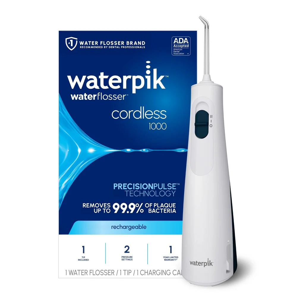 Waterpik Cordless 1000 Portable Water Flosser ADA Accepted White and Blue - Image 2