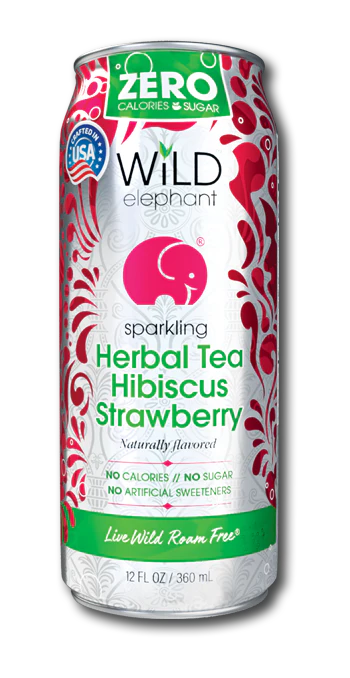 Elephantea Sparkling Herbal Tea Hibiscus Strawberry Zero 12Oz