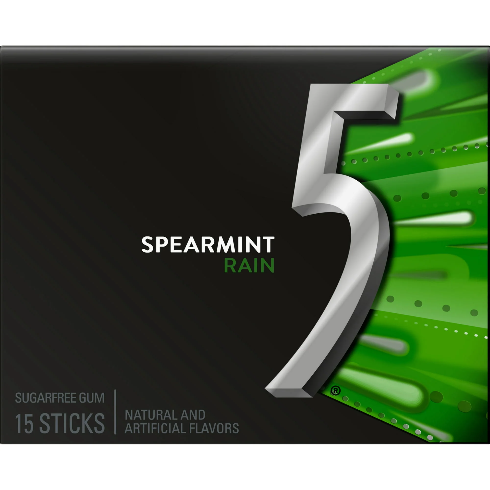 Wrigleys 5 Spearmint Rain Sugar Free Gum 15ct