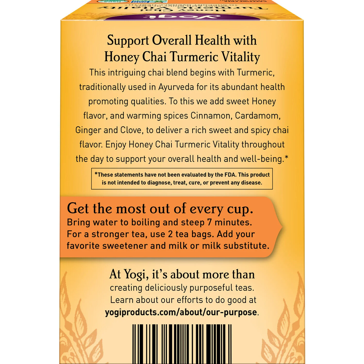Yogi Tea Honey Chai Turmeric Vitality 16 Tea Bags - Image 2