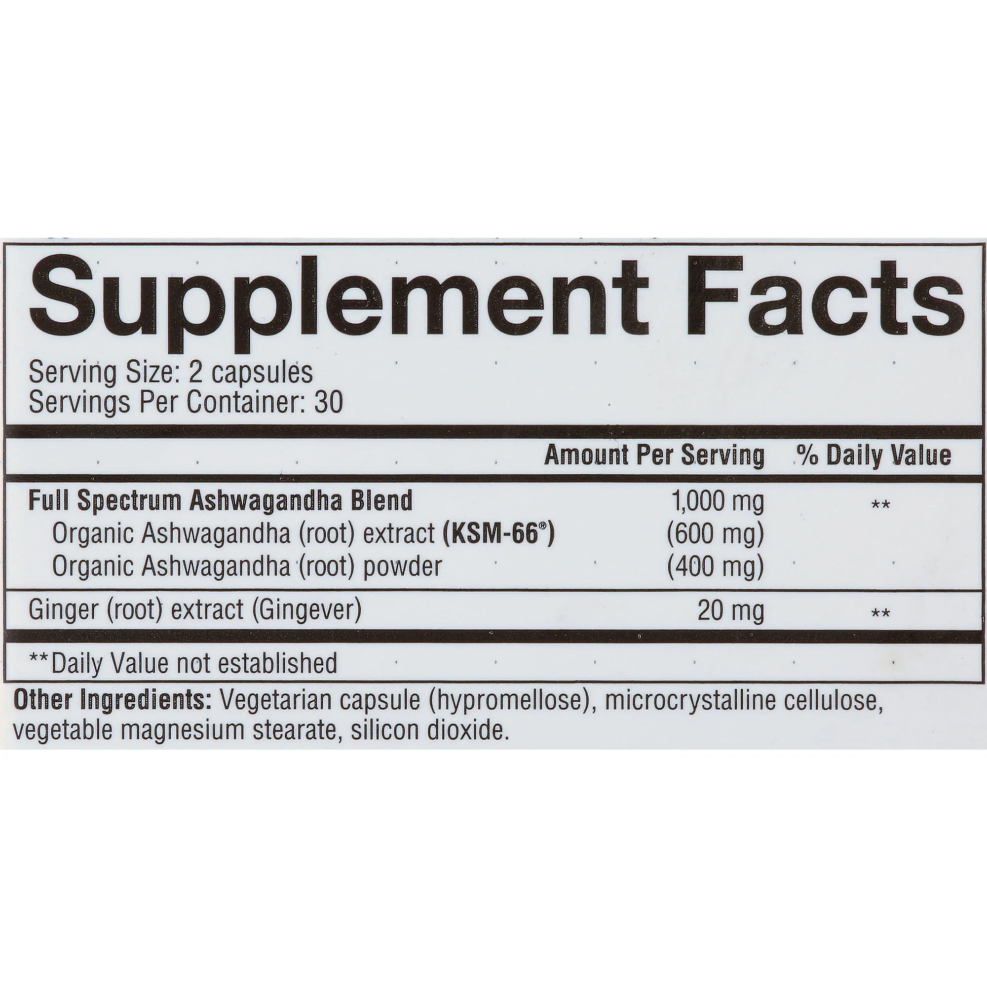 Youtheory Ashwagandha 1000mg Vegetable Capsules 60ct - Image 2