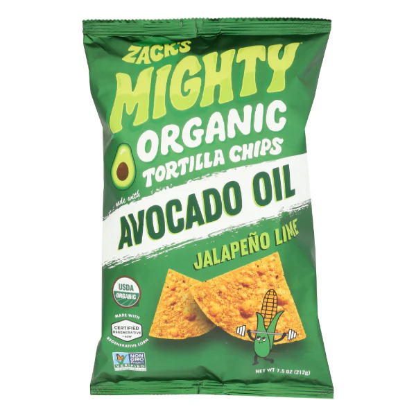 Zack'S Mighty Organic Avocado Oil Tortilla Chips - Jalapeño Lime, 7.5 Oz - Image 5