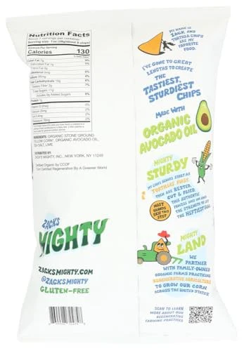 Zack's Mighty Organic Avocado Oil Tortilla Chips, Sea Salt 7.5 Oz Bag - Image 2