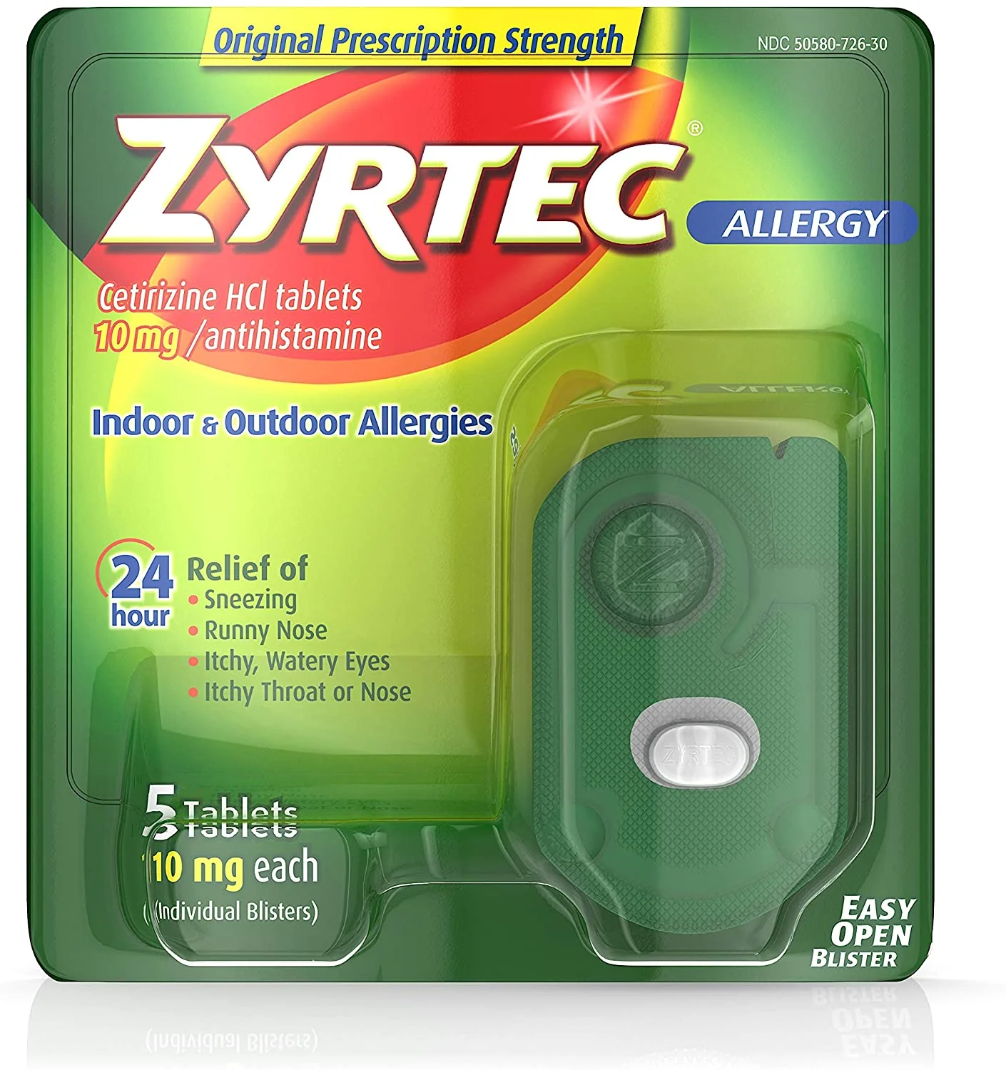 Zyrtec 24 Hour Allergy Relief Tablets, 10 mg 5 ct